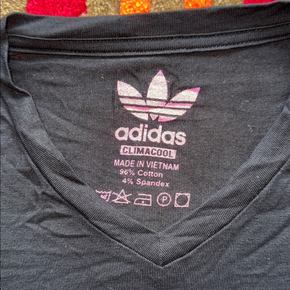 MAKE OFFER! adidas New York Black Tee Pink Trefoil Top Shirt Size Large - Picture 4 of 8